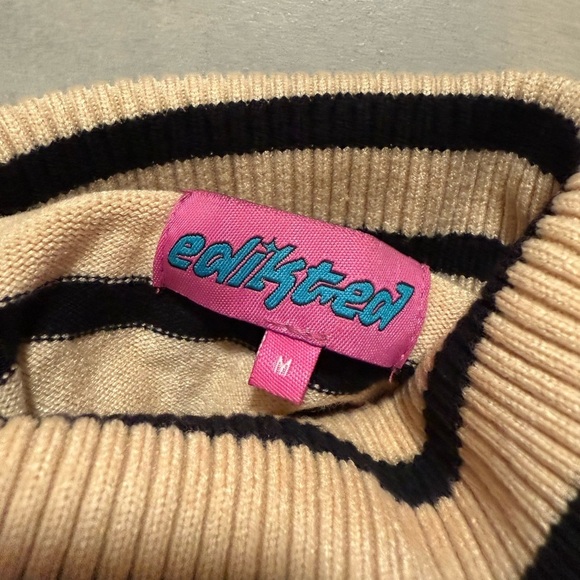 Edikted Black and cream Striped cropped turtleneck Sweater - Picture 10 of 11